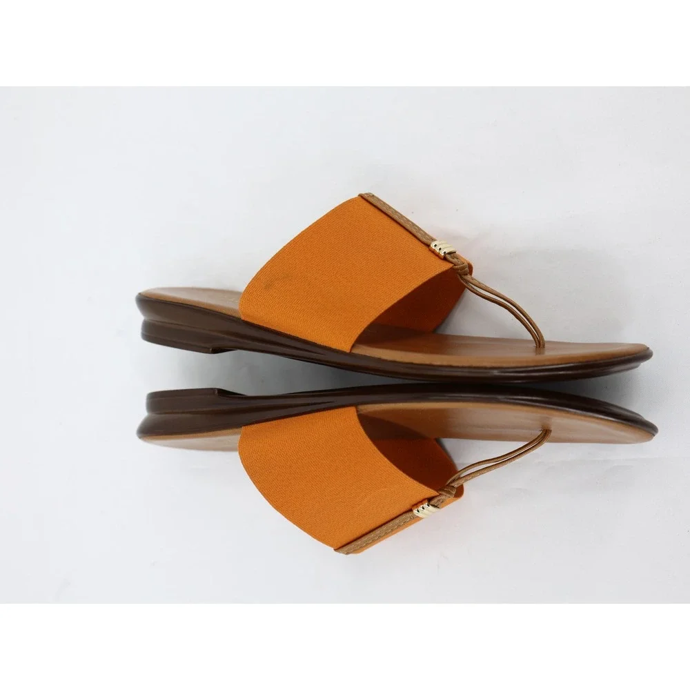 Italian Shoemakers Afia Orange Stretch Thong Sandals Slip On Italy 9.5